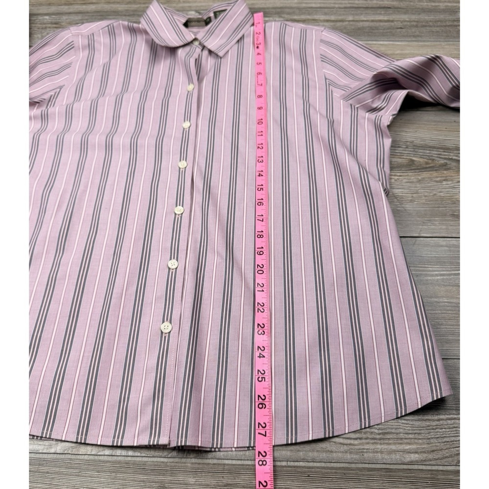 Eddie Bauer Wrinkle Resistant Button Down Dress Shirt Pink Stripe XL Office - Picture 6 of 9